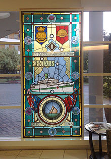 Stained Glass window of AHS Centaur at the hospital entrance. AHS Centaur - Stained Glass.jpg