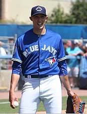 Aaron Sanchez earned the fifth starter role in spring training Aaron Sanchez 2016 spring training.jpg