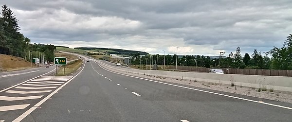 The A90 at the A96 junction near Aberdeen. This stretch is part of the AWPR ("Aberdeen Bypass") project that opened in 2018–19.