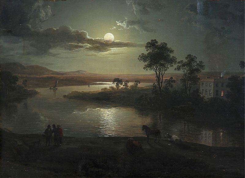 File:Abraham Pether - Evening scene with full moon and persons (1801).jpg