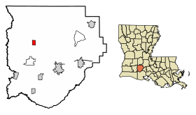 Acadia Parish Louisiana Incorporated and Unincorporated areas Iota Highlighted.svg