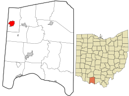 Placering i Adams County og staten Ohio.