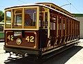 Type B ("toastrack") tram no. 42, configured as it was in the inaugural electric fleet of 1909