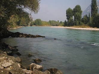 The Adige flowing through Lagarina Valley.