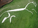 Aerial view from Paramotor of Uffington White Horse - geograph.org.uk - 305467.jpg