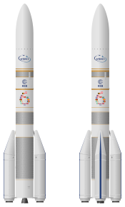 Varianty Ariane 6, A62 (vľavo) a A64 (vpravo)