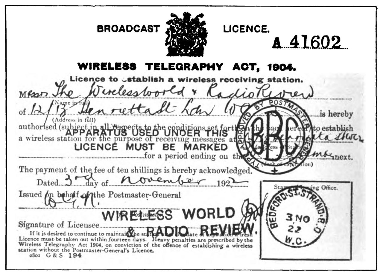sollys Flyve drage Græder File:BBC receiver license 1923.jpg - Wikimedia Commons