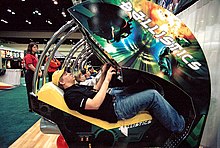 Ballistics Arcade on demonstration at the November 2002 IAAPA Convention, the game features 8 player multiplayer across networked cabinets Ballistics Arcade - IAAPA.jpg