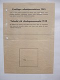 Thumbnail for 1945 Finnish parliamentary election