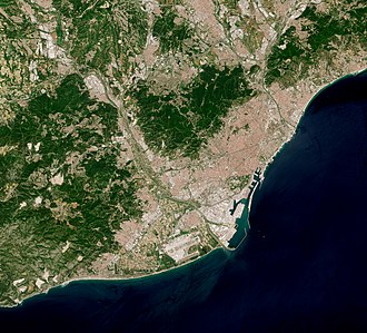 Barcelona as seen by the European Space Agency's Copernicus Sentinel-2 mission Barcelona by Sentinel-2, 2020-05-22.jpg