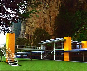 An artist's impression of the new Batu Caves KTM Komuter station which will be constructed under the Sentul-Batu Caves double tracking and electrification project. Batu Caves station artist impression.jpg