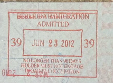 Bermuda passport stamp