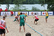 Deutsch: Beachhandball Europameisterschaften 2019 (Beach handball Euro); Tag 2: 3. Juli 2019 – Männer, Vorrunde Gruppe C, Nordmazedonien-Schweiz 0:2 (13:22, 18:19) English: Beach handball Euro; Day 2: 3 July 2019 – Women Preliminary Round Group A – Men Preliminary Round Group C – North Macedonia-Switzerland 0:2 (13:22, 18:19)