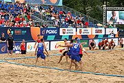 Deutsch: Beachhandball Europameisterschaften 2019 (Beach handball Euro); Tag 5: 6. Juli 2019 – Männer, Halbfinale, Dänemark-Ungarn 2:0 (19:16, 22:18) English: Beach handball Euro; Day 5: 6 July 2019 – Semifinal Men – Denmark-Ukraie 2:0 (19:16, 22:18)