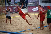 Deutsch: Beachhandball bei den Olympischen Jugendspielen 2018; Tag 5, 10. November 2018; Jungen, Hauptrunde - Ungarn-Portugal 0:2 English: Beach handball at the 2018 Summer Youth Olympics at 11 October 2018 – Boys Main Round – Hungary-Portugal 0:2