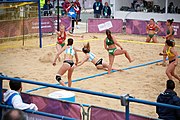 Deutsch: Beachhandball bei den Olympischen Jugendspielen 2018; Tag 5, 10. November 2018; Mädchen, Hauptrunde - Ungarn-Argentinien 1:2 English: Beach handball at the 2018 Summer Youth Olympics at 11 October 2018 – Girls Main Round – Hungary-Argentina 1:2