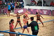 Deutsch: Beachhandball bei den Olympischen Jugendspielen 2018; Tag 5, 10. November 2018; Mädchen, Hauptrunde - Chinese Taipei (Taiwan)-Niederlande 1:2 English: Beach handball at the 2018 Summer Youth Olympics at 11 October 2018 – Girls Main Round – Chinese Taipei (Taiwan)-Netherlands 1:2