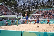 Deutsch: Beachvolleyball bei den Olympischen Jugendspielen 2018; Tag 11, 17. Oktober 2018; Jungen,Finale – Niederlande (Matthew Immers/Yorick de Groot)-Schweden (David Åhman/Jonatan Hellvig) 0:2 (20–22/15–21) English: Beach volleyball at the 2018 Summer Youth Olympics at 17 October 2018 – Final – Netherlands (Matthew Immers/Yorick de Groot)-Sweden (David Åhman/Jonatan Hellvig) 0:2 (20–22/15–21)