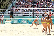 Deutsch: Beachvolleyball bei den Olympischen Jugendspielen 2018; Tag 9, 15. Oktober 2018; Mädchen, Viertelfinale: Puerto Rico-Russland 0–2 (12–21/10–21) English: Beach volleyball at the 2018 Summer Youth Olympics at 15 October 2018 – Girls Quarterfinals: Puerto Rico-Russia 0–2 (12–21/10–21)