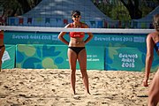 Deutsch: Beachvolleyball bei den Olympischen Jugendspielen 2018; Tag 8, 14. Oktober 2018; Mädchen, Achtelfinale – Bolivien-Puerto Rico 0:2 (18–21/18–21 ) English: Beach volleyball at the 2018 Summer Youth Olympics at 14 October 2018 – Girls Round of 16 – Bolivia-Puerto Rico 0:2 (18–21/18–21 )