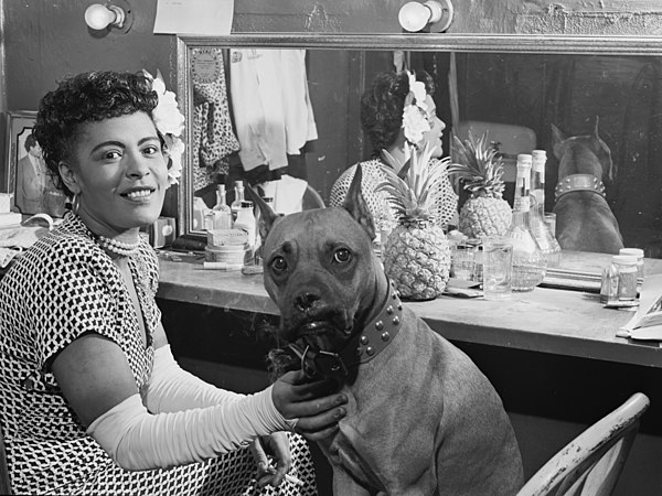 Singer Billie Holiday backstage in 1946