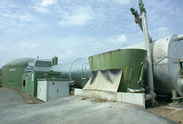 Pipes carrying biogas (foreground) and condensate