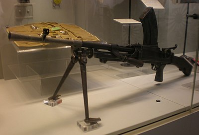 The Bren was the main British light machine gun(LMG) of the war Bren gun HKMCD.JPG