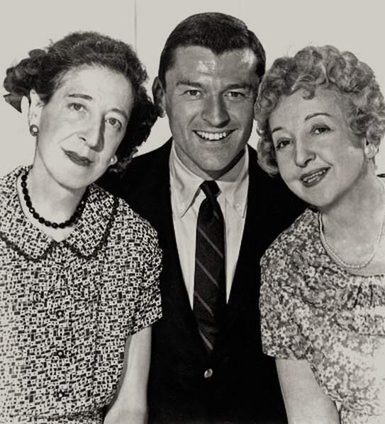 Left to right: Doro Merande, Frank Aletter, and Enid Markey in a promotional photograph for Bringing Up Buddy.