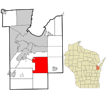 Brown County Wisconsin incorporated and unincorporated areas Glenmore highlighted.svg