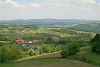 Widok z wieży na Ciężkowice i Pogórze Ciężkowickie