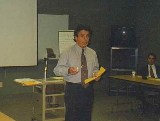 Buffalo State University Student Affairs Vice President and Dean of Students Phillip Santa Maria (1943–2005) speaking at MOOG Leadership Weekend, East