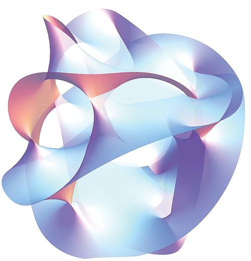 Projection of a Calabi–Yau manifold, one of the ways of compactifying the extra dimensions posited by string theory