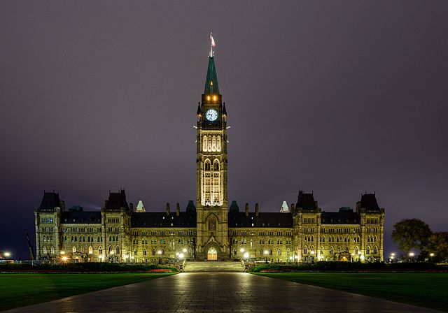 Canadian Parliament at night