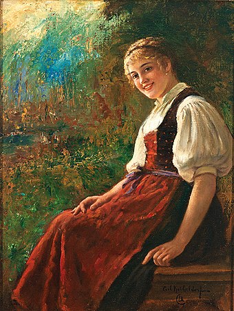 Portrait of a girl wearing a Dirndl dress