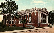 Carnegie Library, San Antonio, Texas (postcard, circa 1900-1924) Carnegie Library, San Antonio, Texas.jpg