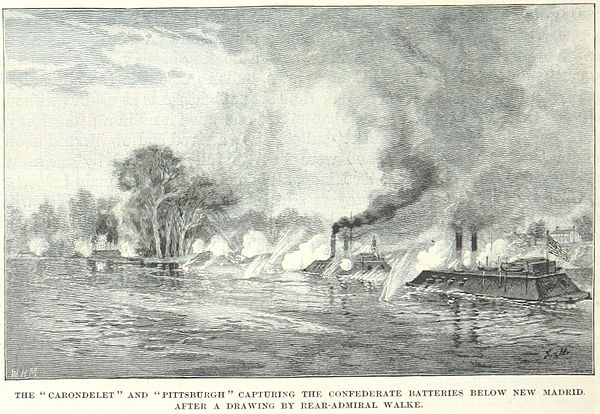 Pittsburgh and Carondelet destroy Confederate batteries below New Madrid