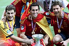 Casillas, Arbeloa e Alonso festeggiano la vittoria di Euro 2012 con la nazionale spagnola