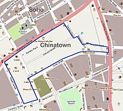 The site of the house
now adjoins Chinatown Chinatown london map.jpg