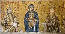 Giovanni II e sua moglie Piroska. Mosaico all'interno di Santa Sofia