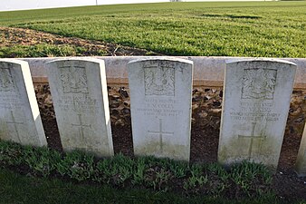 Les tombes de soldats du Manchester Regiment tombés lors des combats du 23 avril 1917.