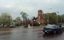 The statue in its current location at the corner of Elm Street and North Monroe Street CusterCurrentLocation.png