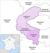Gemeinden und Arrondissements im Département Hauts-de-Seine