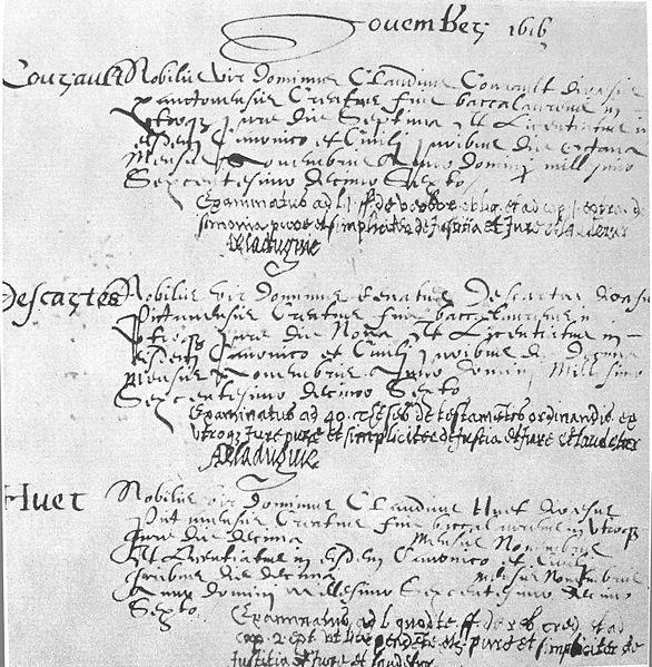 Graduation registry for Descartes at the University of Poitiers, 1616