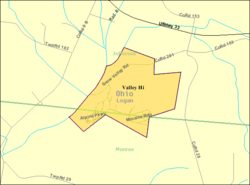 Gedetailleerde kaart van Valley Hallo