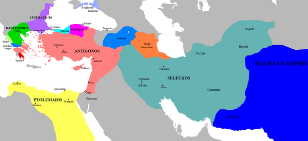 The Kingdoms of Antigonus and his rivals circa 303 BC