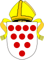 Arms of the Diocese of Worcester, on which the Cathedral's arms is based.