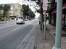 Lancaster Ave/US-30 runs through downtown Ardmore.