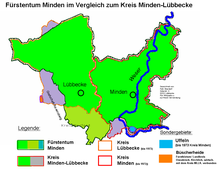 Das Gebiet des Kreises Minden-Lübbecke im Vergleich zu den historischen Territorien des Fürstbistums Minden und der Grafschaft Ravensberg