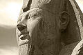 Detail tváre sfingy pred veľkým chrámom Ptaha