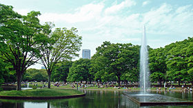 Фонтан в парке Ёёги в Токио
